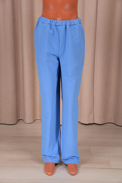 Брюки с карманами, футер с лайкрой 2-х нитка (00965, голубой) - Плиона фото 2