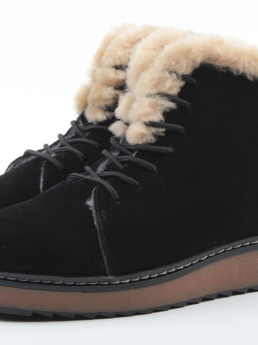 04-5606-3 BLACK Ботинки зимние женские (натуральная кожа, 100% шерсть)