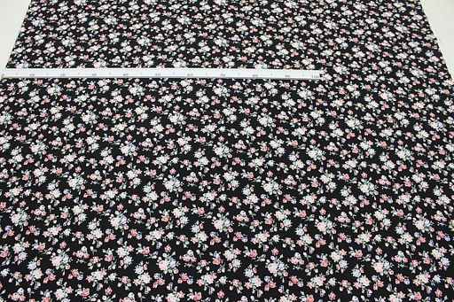 Штапель Премиум Винтажные букетики из роз на черном, 1.45м, вискоза-100%, 110гр/м.кв - Купава фото 13