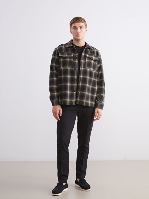 Regular Fit Uzun Kollu Ekose Erkek G?mlek Ceket