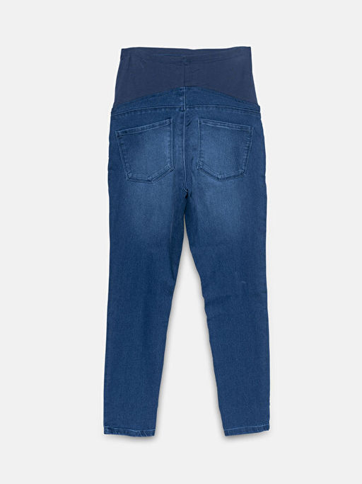 Kad?n Kar?n Panelli Slim Mom D?z Jean Pantolon