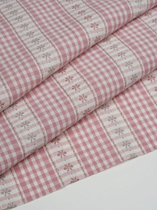 Вареный (стираный) хлопок Вышивка-цветочки цв.темная роза, ш.2.5м, хл-100%, 150гр/м.кв - Купава фото 5