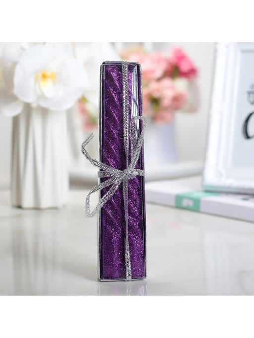 Свечи витые, 1.5×15 см, 2 шт., блестки, сиреневый