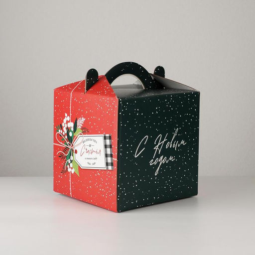 Цена за 5 шт. Коробка кондитерская с окном, сундук, «Новый год!» 20×20×20 см