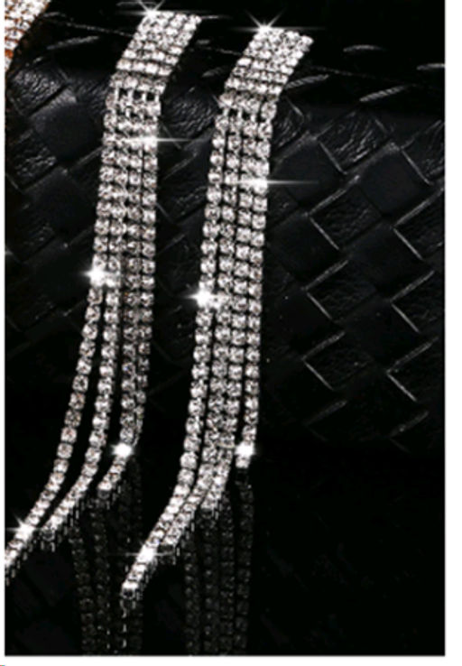 Серьги длинные со стразами 11,5 см / 181-6284 /уп 24/серебро - Галеонтрейд фото 5