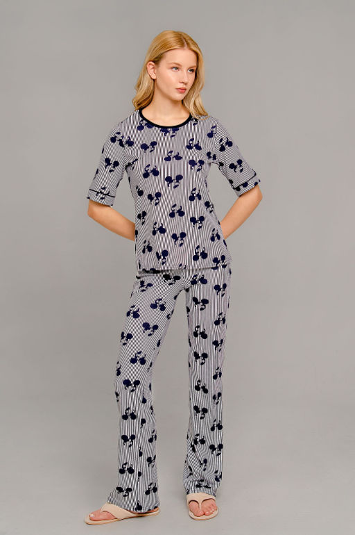 Арт. 9168 Пижама с брюками 42-50 (5 шт) Цвет:верх- синий, белый, низ-синий, белый - Калинка фото 13
