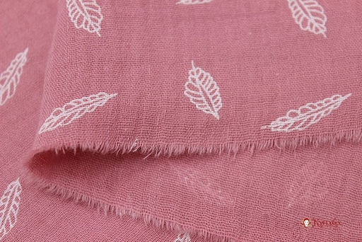 Муслин двухслойный с эф.жатости Листочки цв.винтажная роза, ш.1.42м, хлопок-100%, 120гр/м.кв - Купава фото 5