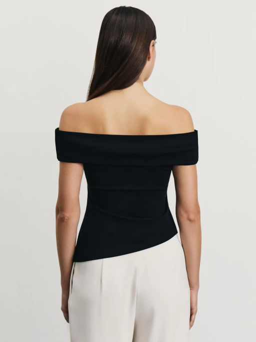 Приталенный топ со спущенными плечами / Zarina  фото 5