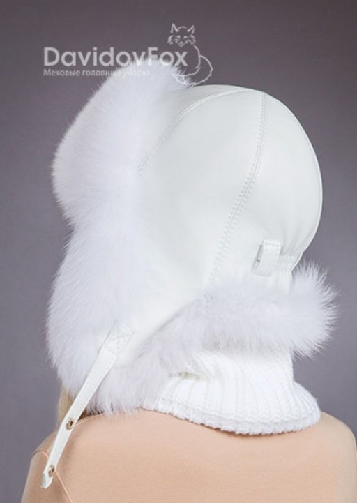 ВИДЕООБЗОР шапка Ушанка песец кожа белая
