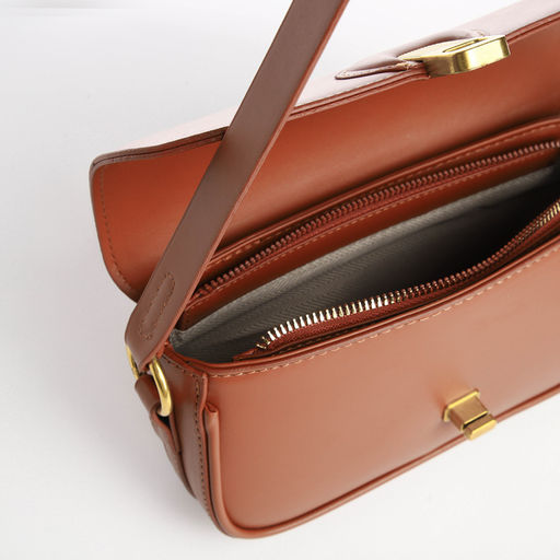 Сумка женская багет TEXTURA на молнии, 21×6×11 см, коричневая