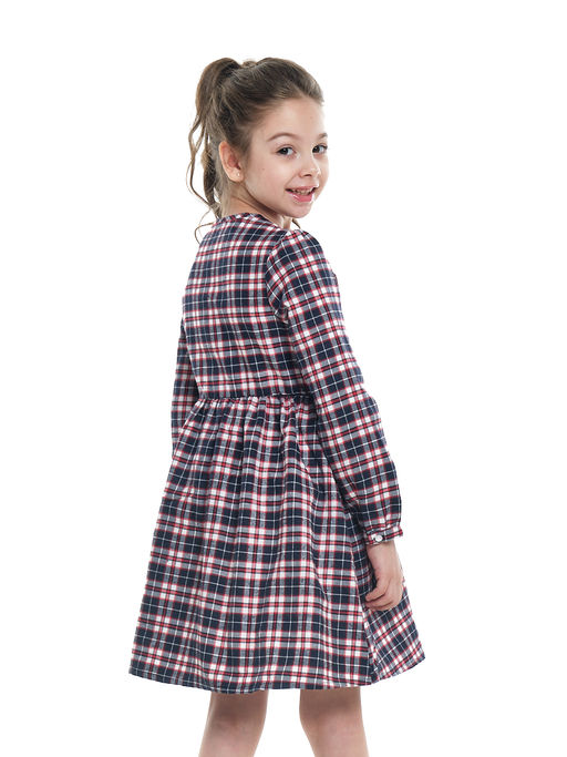 Платье на пуговицах в клетку UD 6822 син/красн клетка - Mini maxi фото 2