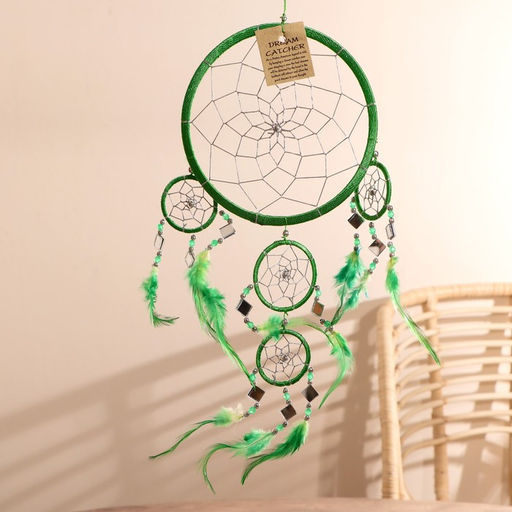 Ловец снов «Пять колец», 25×0.5×50 см, зелёный