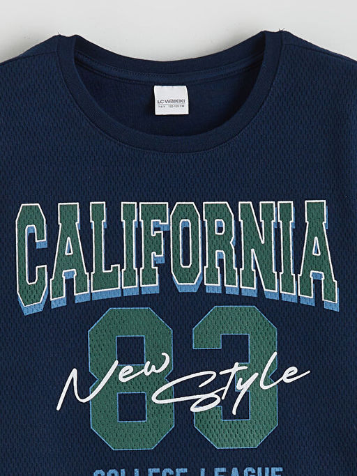 Bisiklet Yaka California Bask?l? Erkek ?ocuk Pijama Tak?m