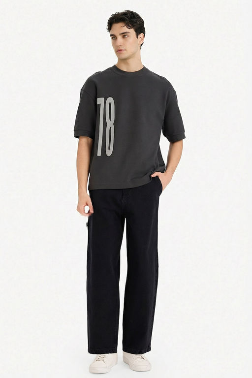 Pamuklu Nefes Alabilen Loose Fit Bask_l_ Ti__rt - Defacto фото 2