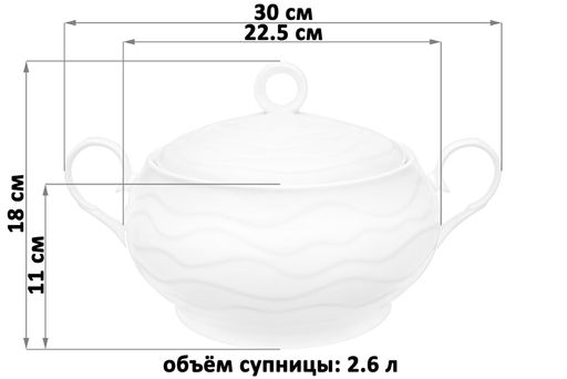 Пельменница - супница 2,6 л 30*22,5*18 см Айсберг волны + крышка - Elan gallery фото 2