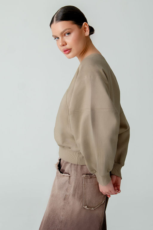 Арт. 15110/5 Свитшот женский укороченный one size (42-50) Цвет:бежевый - Калинка фото 15