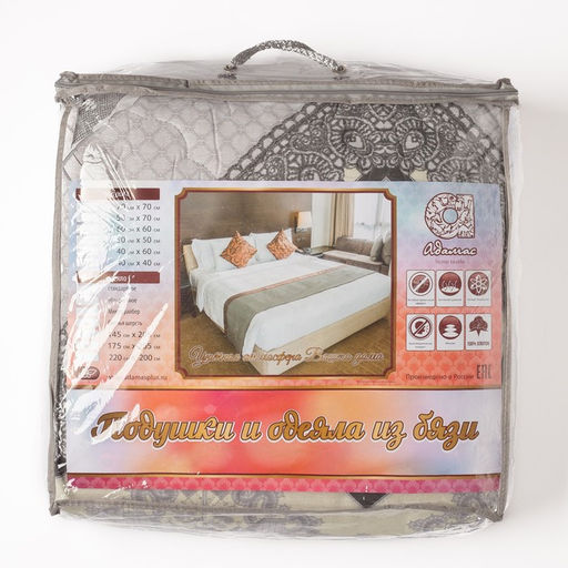 Одеяло Евро облег 200х220 овечья шерсть 200г/м, бязь МИКС 120г/м хл100% - Адамас фото 4