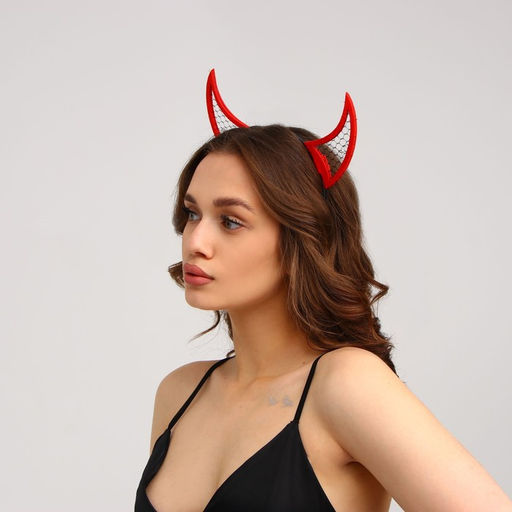 Ободок для волос карнавальный Чёртик, красный - Страна карнавалия фото 2