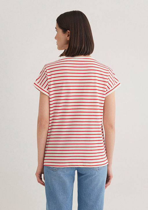 Love You Bask?l? Cizgili Istanbul Tisort - Mavi фото 5