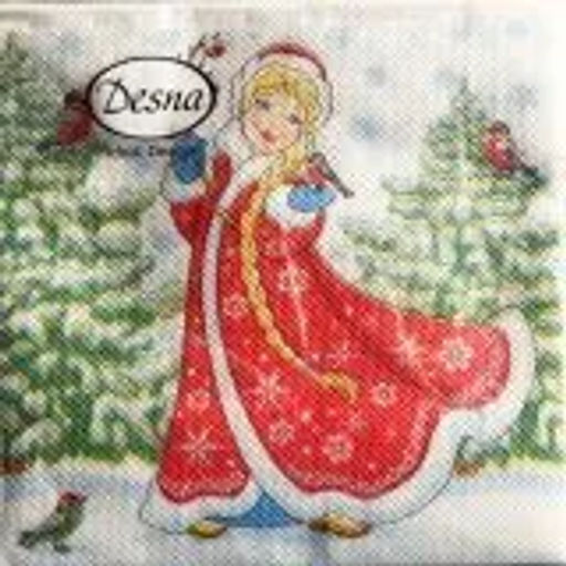 Цена за 10 шт. Салфетки бумажные 24*24 Design Снегурочка, 1 слой, 40л