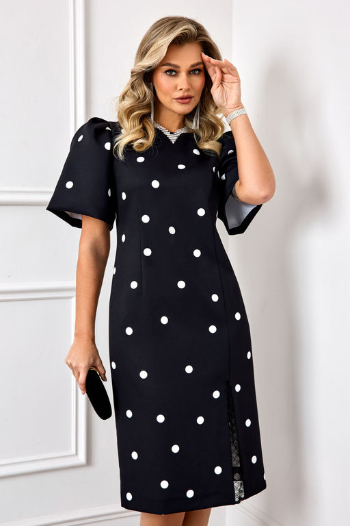 Платье AGATTI 5888 Черный с белым горохом