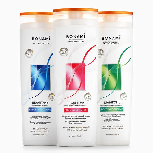 Шампунь для ослабленных волос с маслом жожоба и провитамином В5, объём и сила, 400 мл, BONAMI