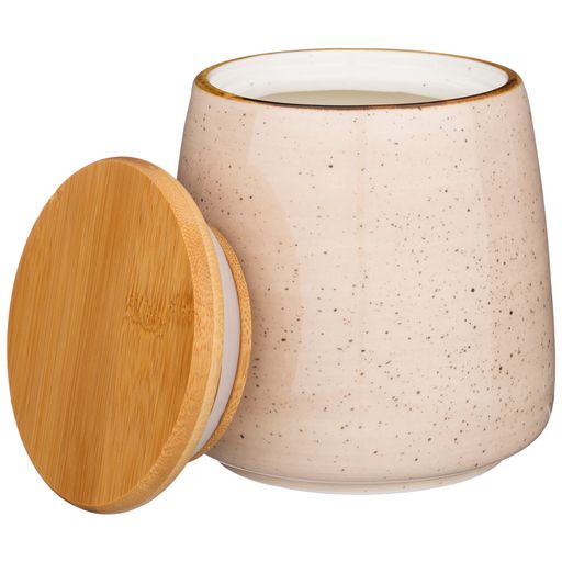 БАНКА С ДЕРЕВЯННОЙ КРЫШКОЙ BRONCO NATURE 13*12 СМ 900 МЛ КРЕМОВАЯ фото 3