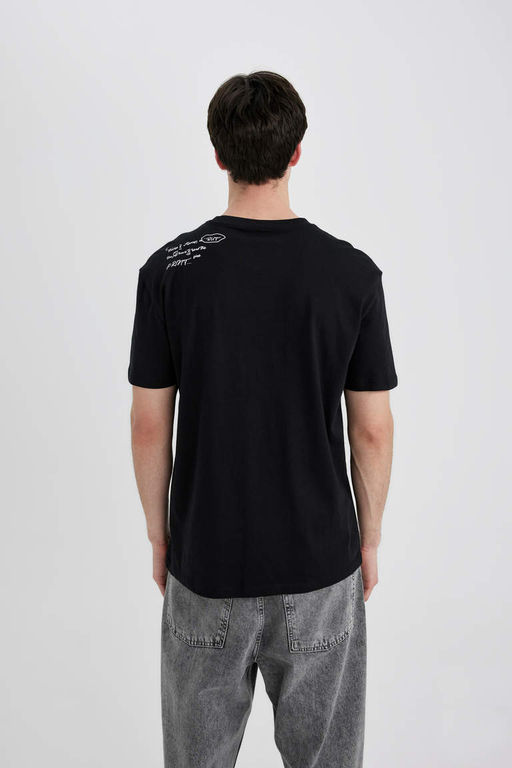 Футболка стандартного кроя с круглым вырезом и короткими рукавами с принтом - Defacto фото 6