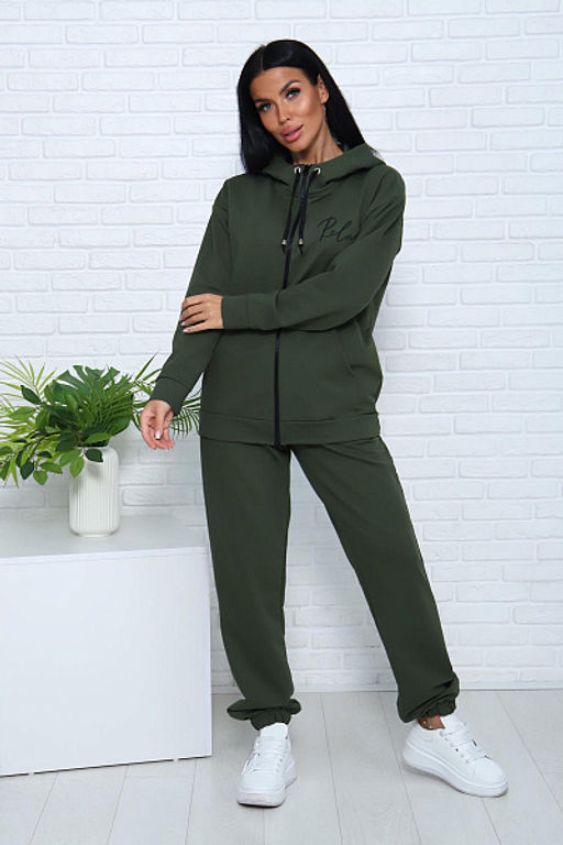 Костюм с брюками, футер с лайкрой 2-х нитка (00907, хаки)