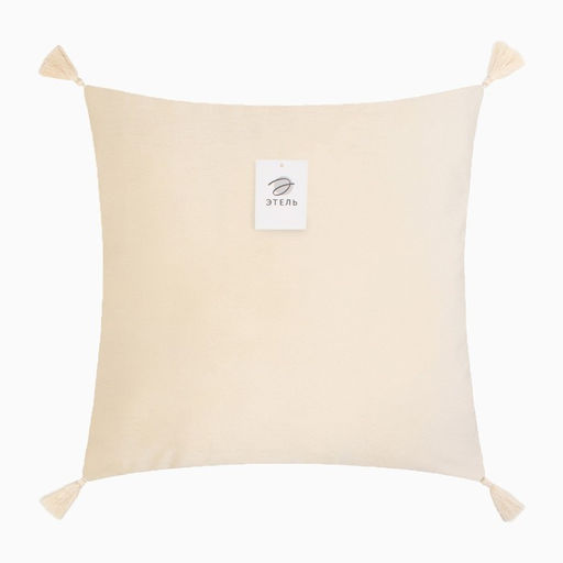 Набор декоративных наволочек Этель с кисточками, цвет молочный, 45х45 см - 2 шт, полиэстер, велюр  фото 5
