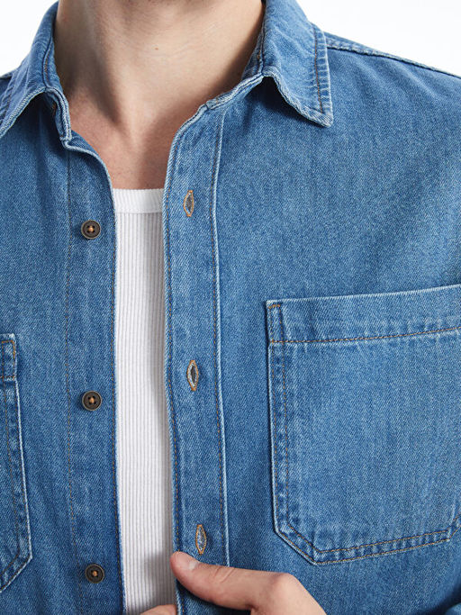Regular Fit Uzun Kollu Erkek Jean G?mlek