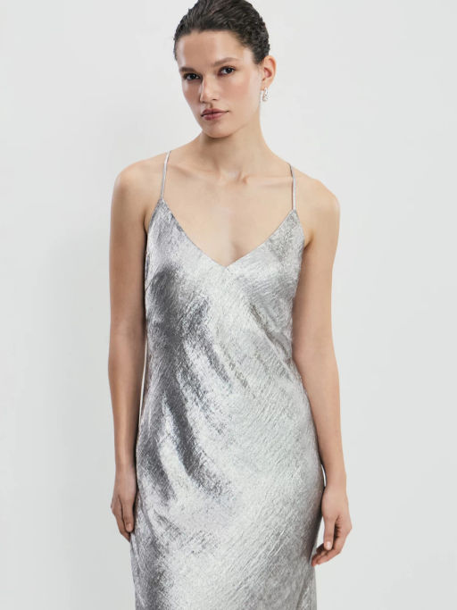 Платье миди из блестящей ткани / Zarina  фото 7