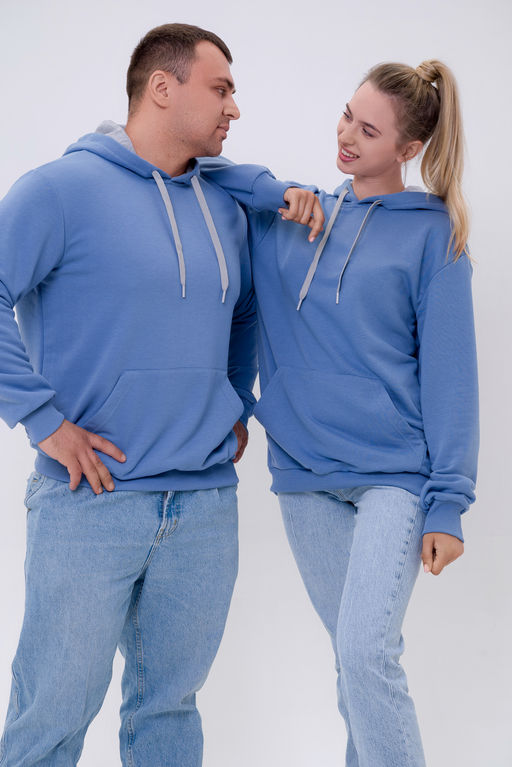 Худи мужское из футера 3-х нитки туманно-голубой - Амадэль фото 2