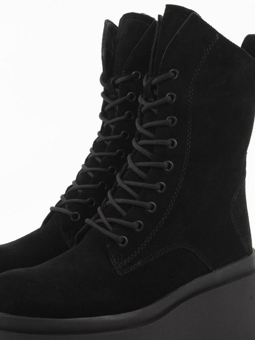 04-PAT225-2Z BLACK Ботинки зимние женские (натуральная замша, 100% шерсть)