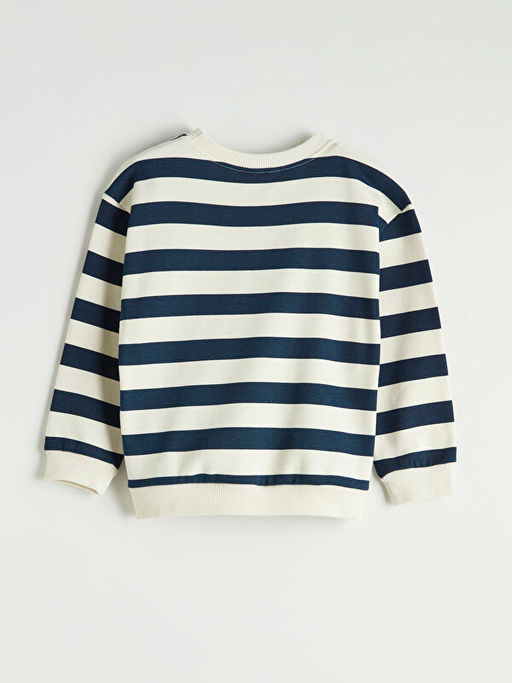 Bisiklet Yaka ?izgili Erkek ?ocuk Kal?n Sweatshirt