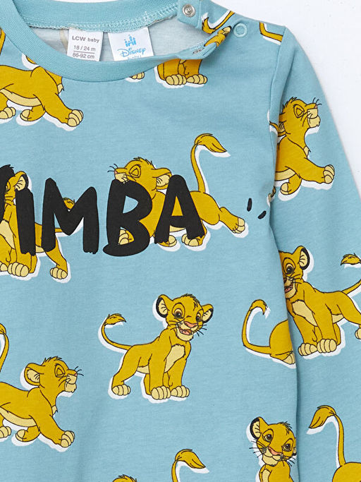 Bisiklet Yaka Aslan Kral Bask?l? Erkek Bebek Pijama ?st