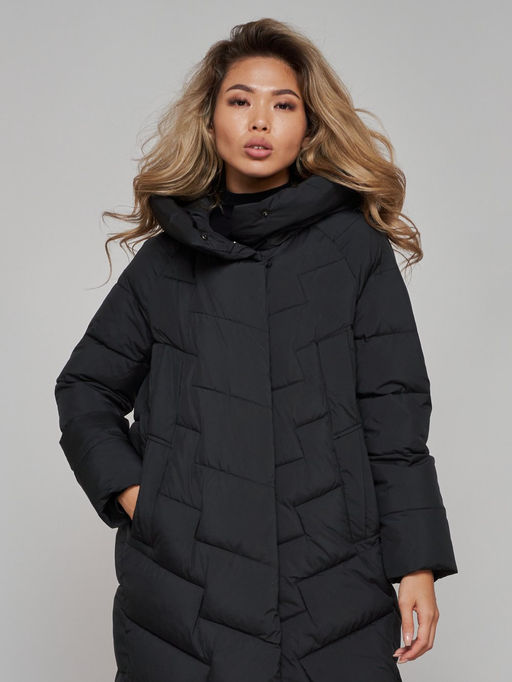 Пальто утепленное молодежное зимнее женское черного цвета 52355Ch - Holdluck фото 10