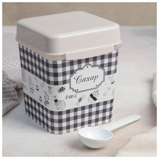 Цена за 2 шт. Ёмкость "Плетёнка" (сахар) 1,2л. с ложкой М4831