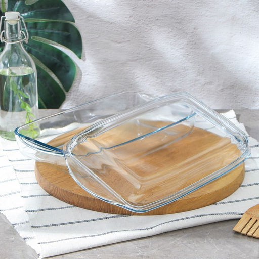 Форма для запекания Paşabahçe Borcam, 2 л, с крышкой, жаропрочное стекло, прозрачная