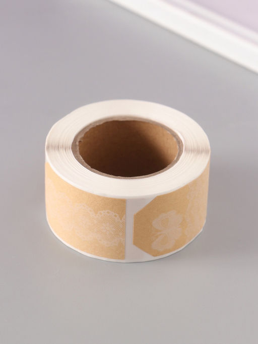 Наклейка бумага крафт Бирки. Кружево, 3?5 см 200 шт., в рулоне