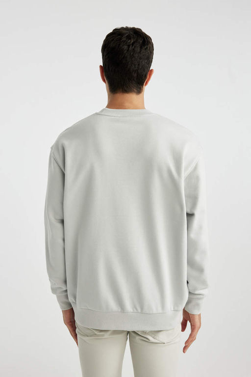 Базовый свитшот Oversize с круглым вырезом - Defacto фото 5