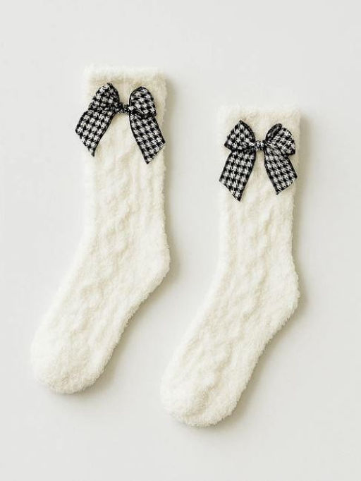 Носки iLikeGift Bow and braids, white, мужские/женские евро размер 37-41