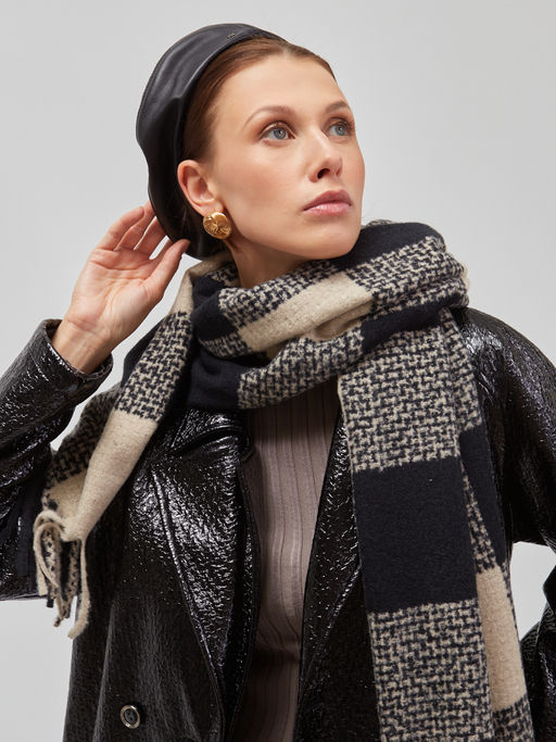 Большой теплый двусторонний палантин В СОСТАВЕ ШЕРСТЬ