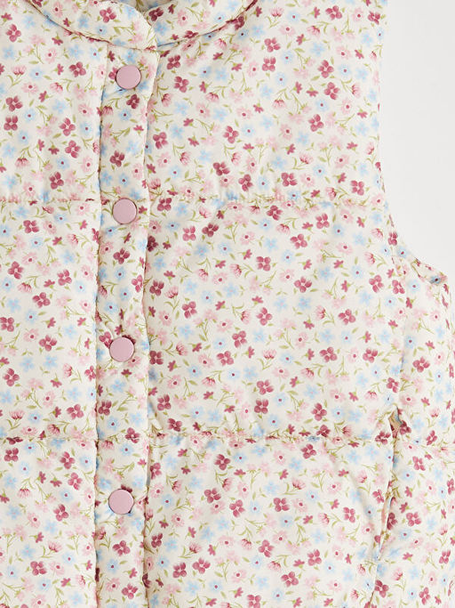 Dik Yaka ?i?ekli K?z ?ocuk ?i?me Yelek