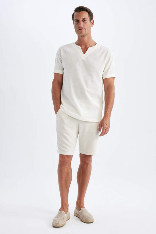 Прямые шорты из смесового льна - Defacto фото 2