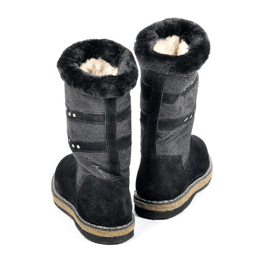 Сапоги натуральная замша, натуральная овчина, черные, войлочная подошва, - Мирунт фото 22