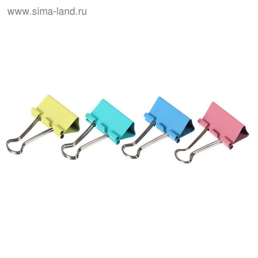 Набор зажимов для бумаг deVENTE, 51 мм, 12 шт., металлические, МИКС × 4 цвета, картонная коробка