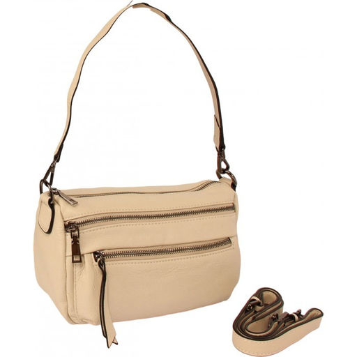 Сумка женская натуральная кожа GU 2066-2058, 1отд+еврокарман, плечевой ремень, молочный SALE 265753 - Adelia фото 5