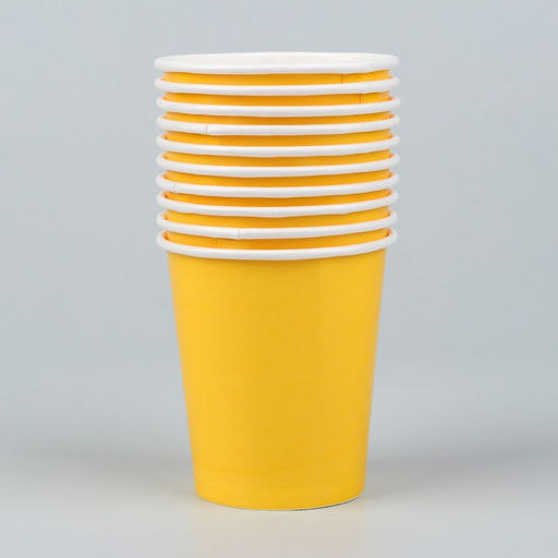 Цена за 10 шт. Стакан бумажный, однотонный, цвет жёлтый, 205 мл - Страна карнавалия фото 2
