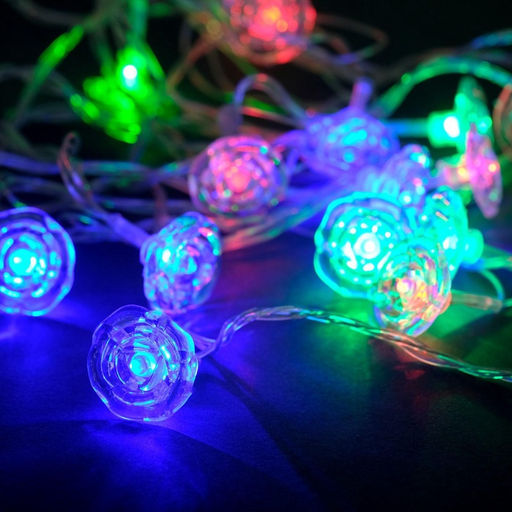 Гирлянда Нить 5 м с насадками Цветочки, IP20, прозрачная нить, 20 LED, свечение мульти (RG/RB), мигание, 220 В - Luazon lighting фото 3